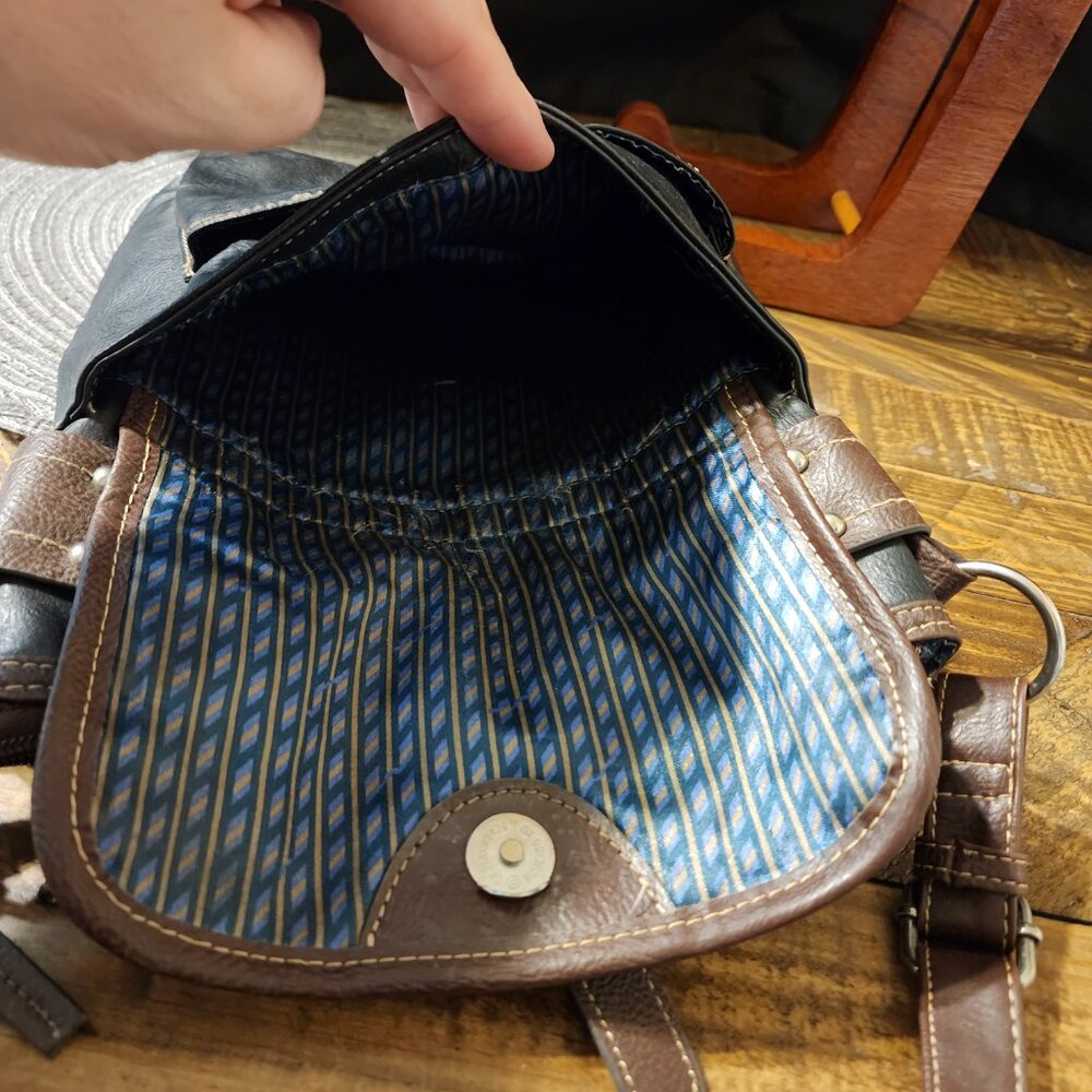 Black and Brown Leather Handbag, Cute Purse, - Picture 6 of 8